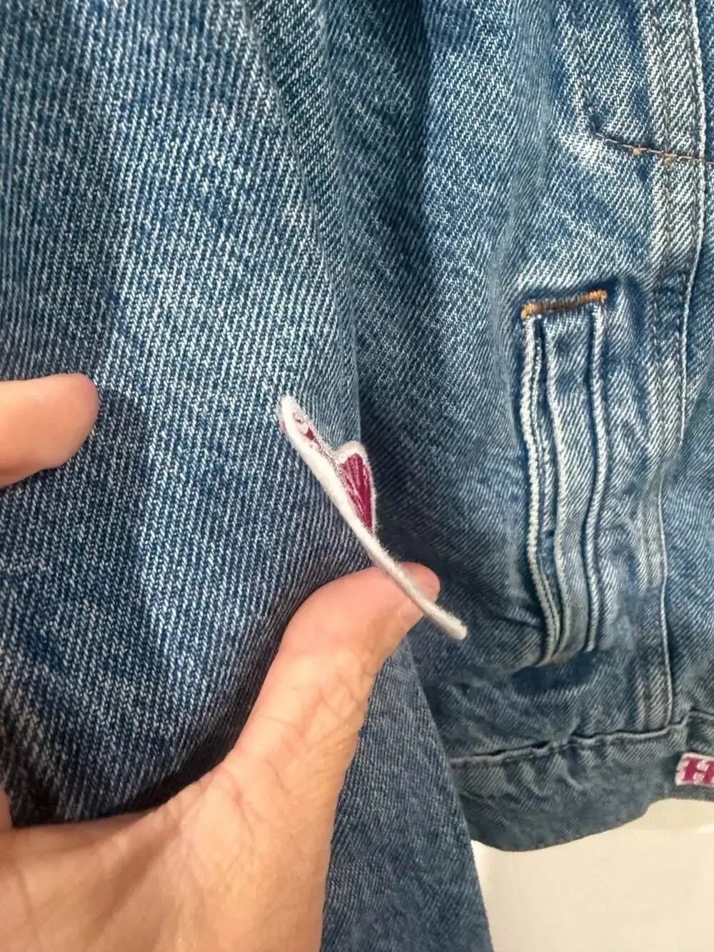 Levi’s Medium Denim Trucker Jacket Custom Yeehaw Rodeo Western Nashville Pink M